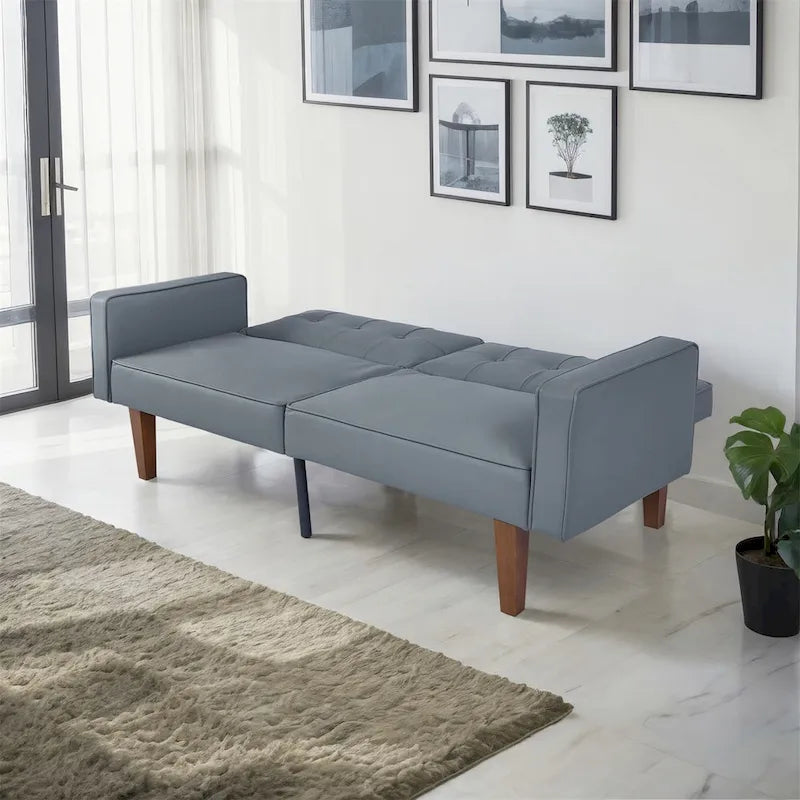 Canapé-lit convertible inclinable en tissu moderne réversible pliant lit de jour pour invités avec 2 oreillers