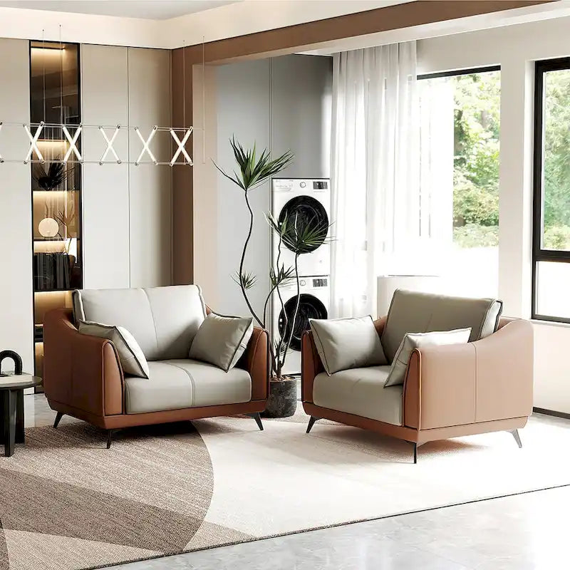 Modern Faux Leather 3-Seater Sofa with Black Legs - one seat