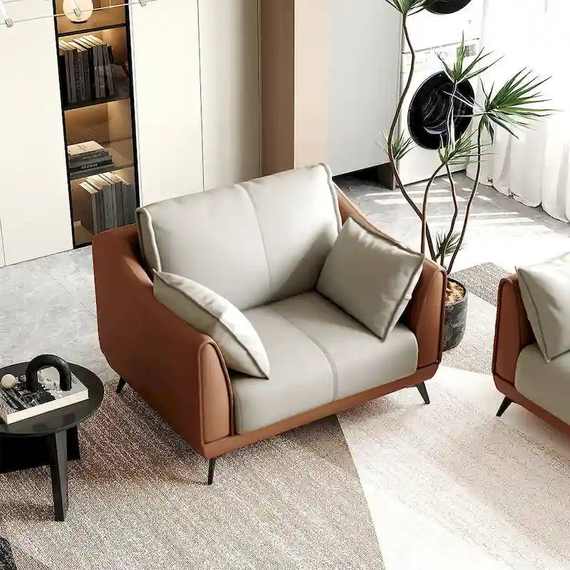 Canapé moderne 3 places en similicuir avec pieds noirs - un siège