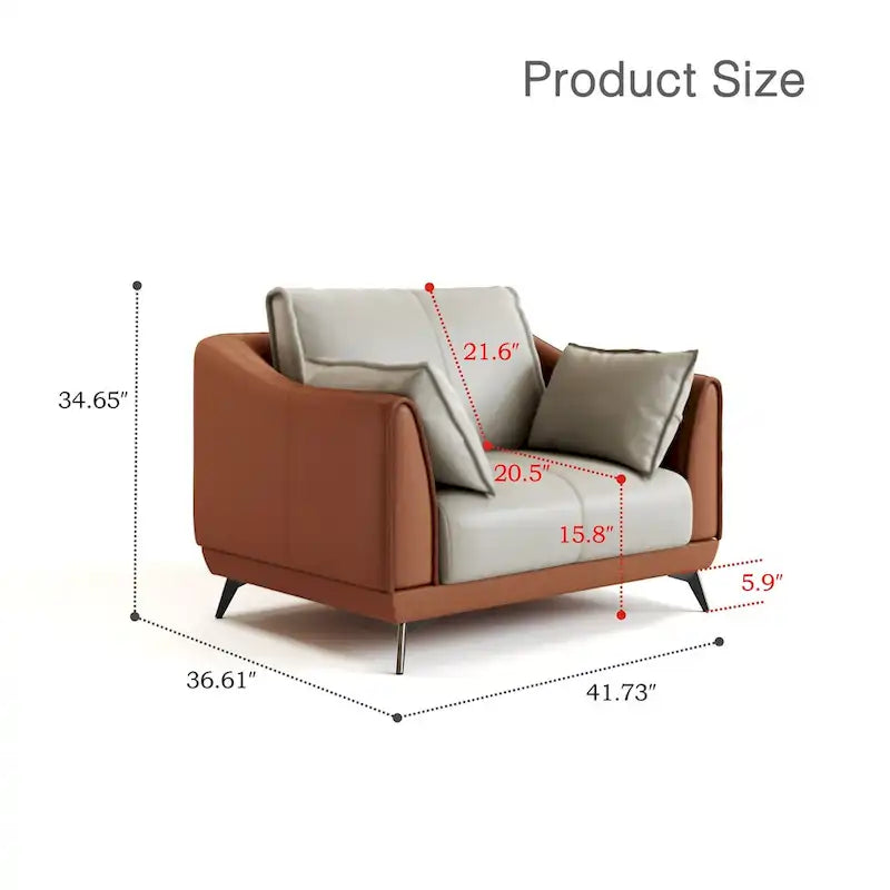 Canapé moderne 3 places en similicuir avec pieds noirs - un siège