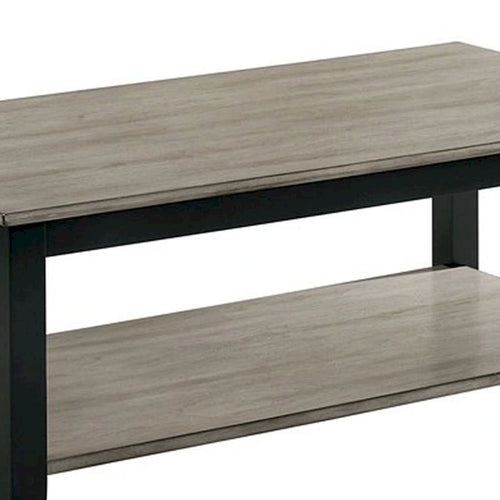 Table basse rectangulaire moderne de 47 pouces, étagère unique, grain de bois, gris